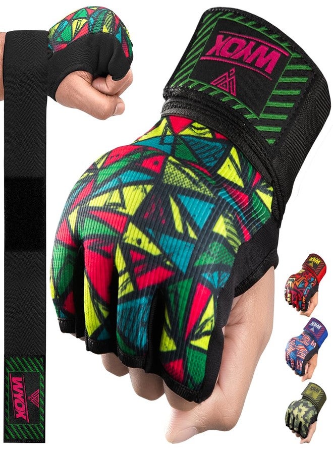 WYOX Gel Boxing Hand Wraps Inner Gloves for Men & Women, 80cm Quick Wrist Straps, Padded Knuckle Protection for Muay Thai Kickboxing, Hand Wraps for Boxing & Martial Arts (Xeno Picasso, L/XL) - Image 1